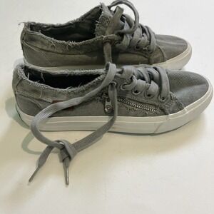 Blowfish Maggie Gray Canvas Sneakers Tennis Shoes Size 8 Women zippers